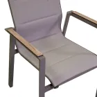 Fauteuil in aluminium en textilene met insert in de armleuningen in HPL - Righello Viadurini