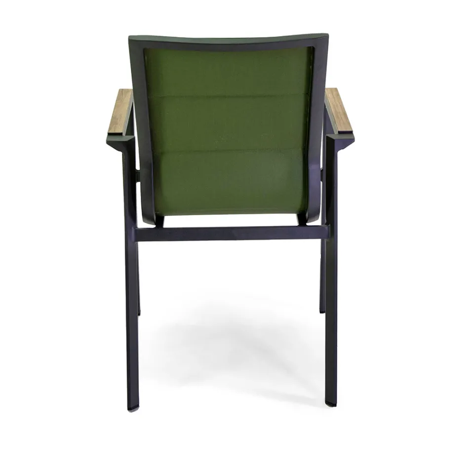 Fauteuil in aluminium en textilene met insert in de armleuningen in HPL - Righello Viadurini