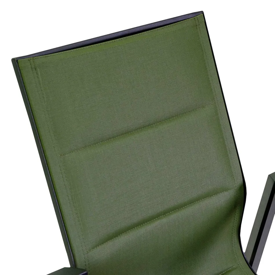 Fauteuil in aluminium en textilene met insert in de armleuningen in HPL - Righello Viadurini