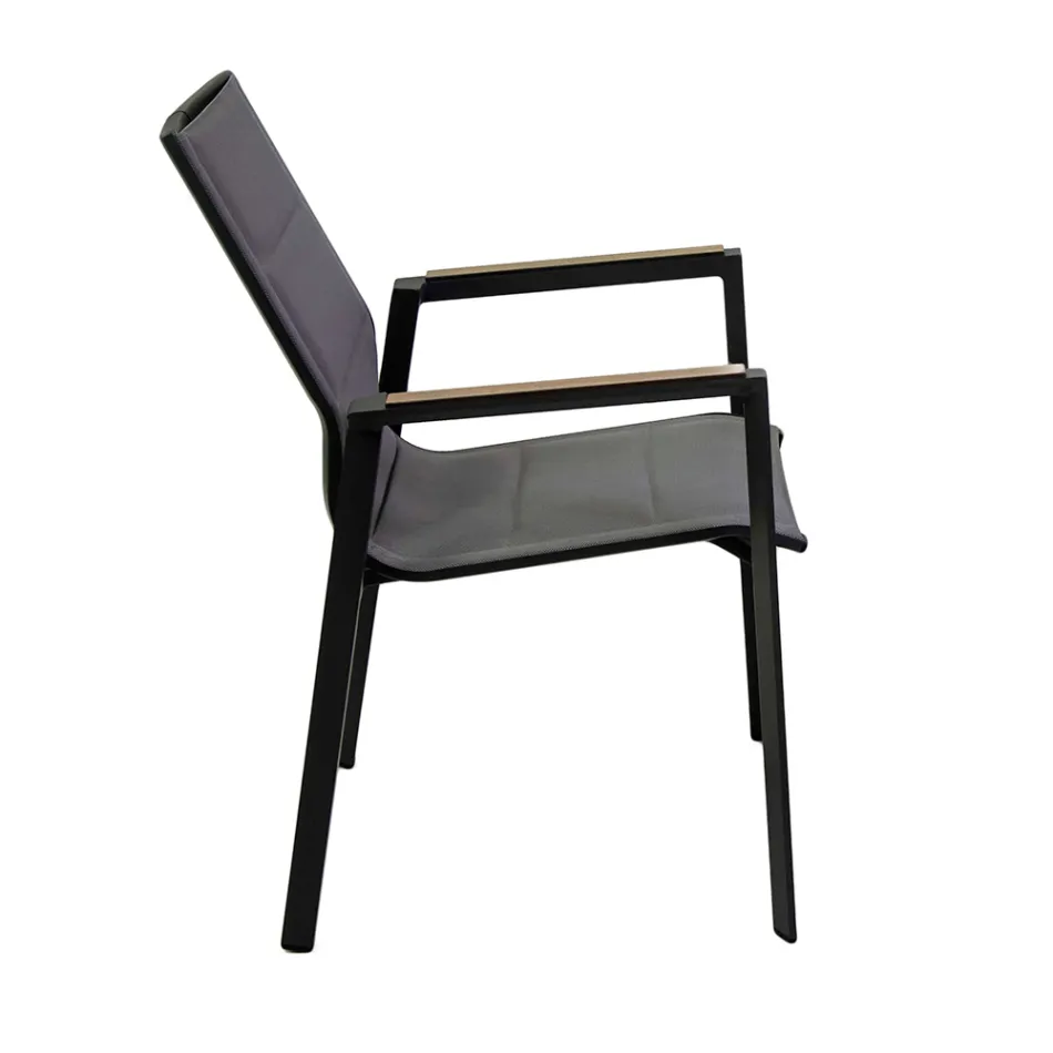 Fauteuil in aluminium en textilene met insert in de armleuningen in HPL - Righello Viadurini