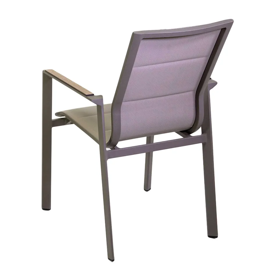 Fauteuil in aluminium en textilene met insert in de armleuningen in HPL - Righello Viadurini