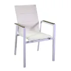 Fauteuil in aluminium en textilene met insert in de armleuningen in HPL - Righello Viadurini