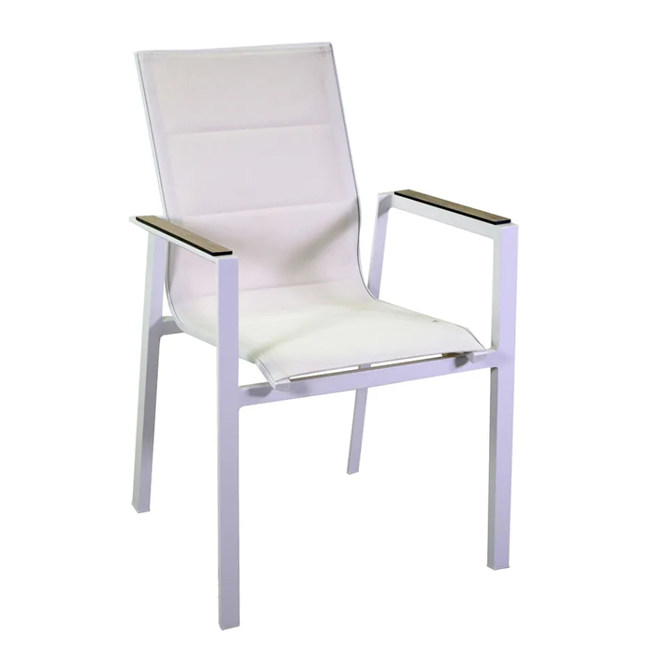 Fauteuil in aluminium en textilene met insert in de armleuningen in HPL - Righello Viadurini