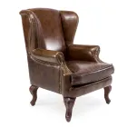 Woonkamer Vintage Leren Fauteuil Verouderd Effect - Stempel Viadurini