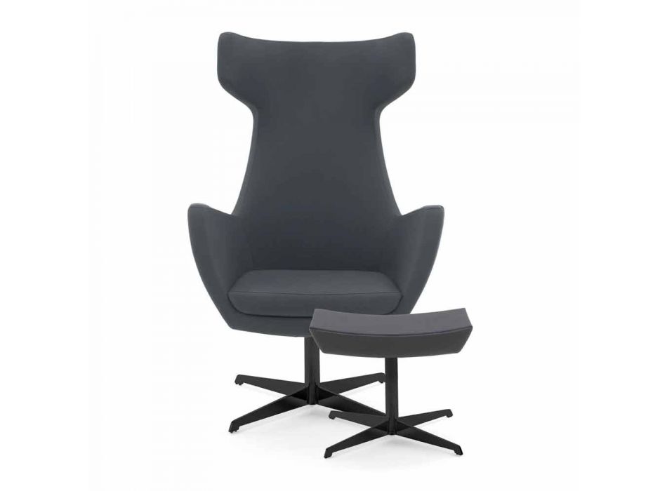 Faux lederen fauteuil, met chromen of zwarte draaivoet - Clio Viadurini