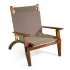 Fauteuil in acaciahout en katoen/polyester mix - Bottega Viadurini