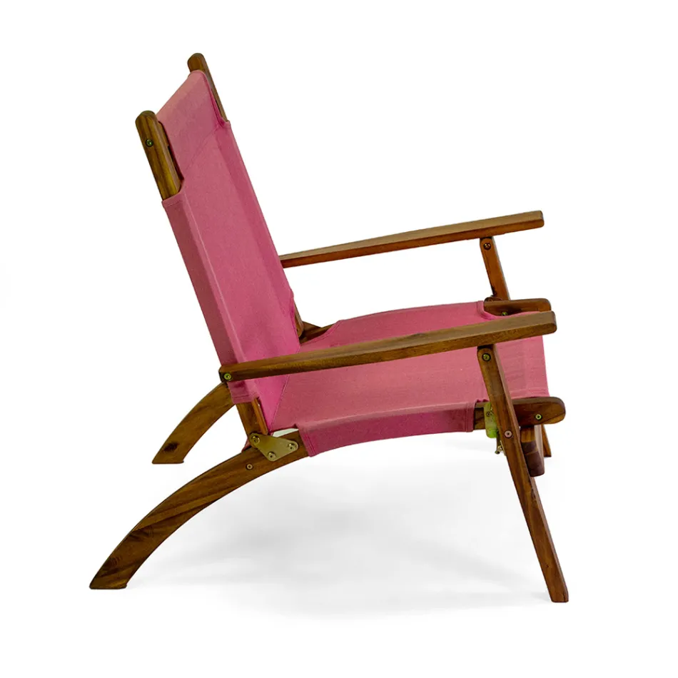 Fauteuil in acaciahout en katoen/polyester mix - Bottega Viadurini