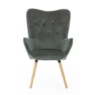 Design fauteuil in beukenhout en groen of grijs fluweel - Gilly Viadurini