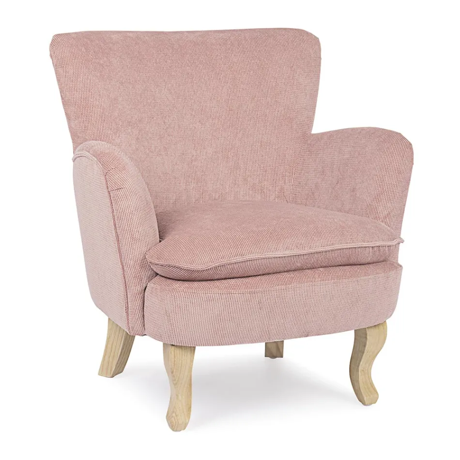 Dennenhouten fauteuil en zitting met fluweeleffect Coste 4 afwerkingen - Molly Viadurini