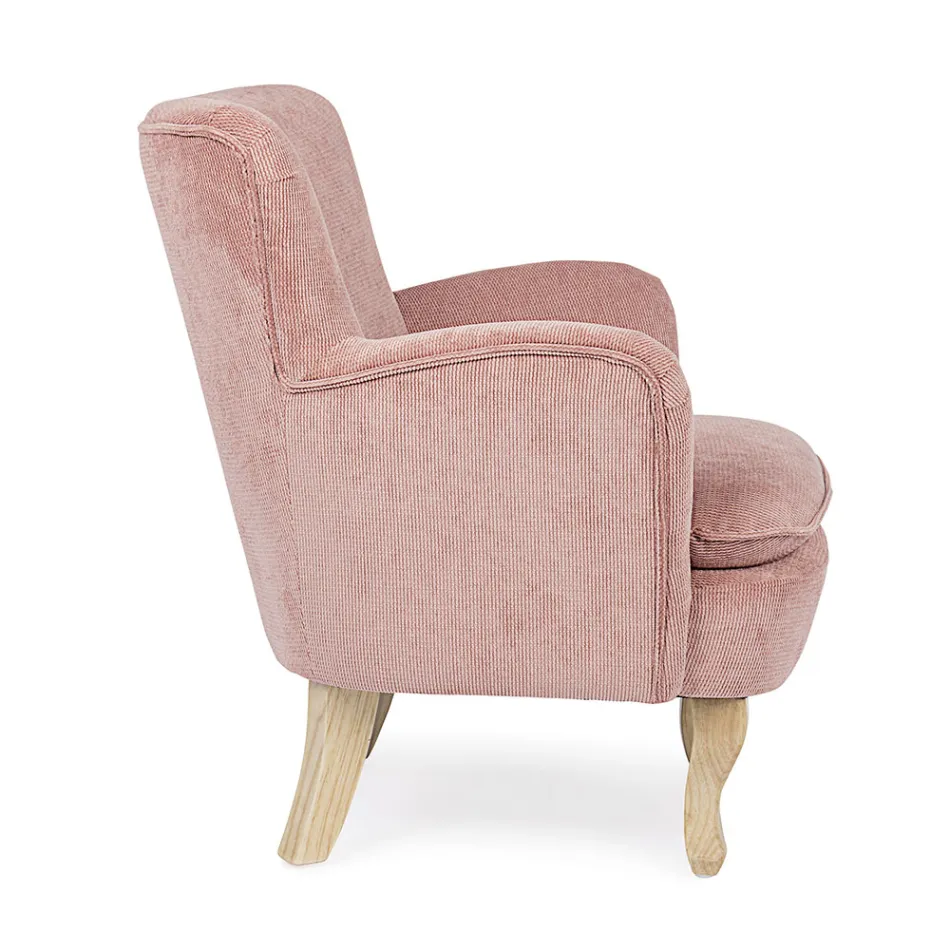 Dennenhouten fauteuil en zitting met fluweeleffect Coste 4 afwerkingen - Molly Viadurini