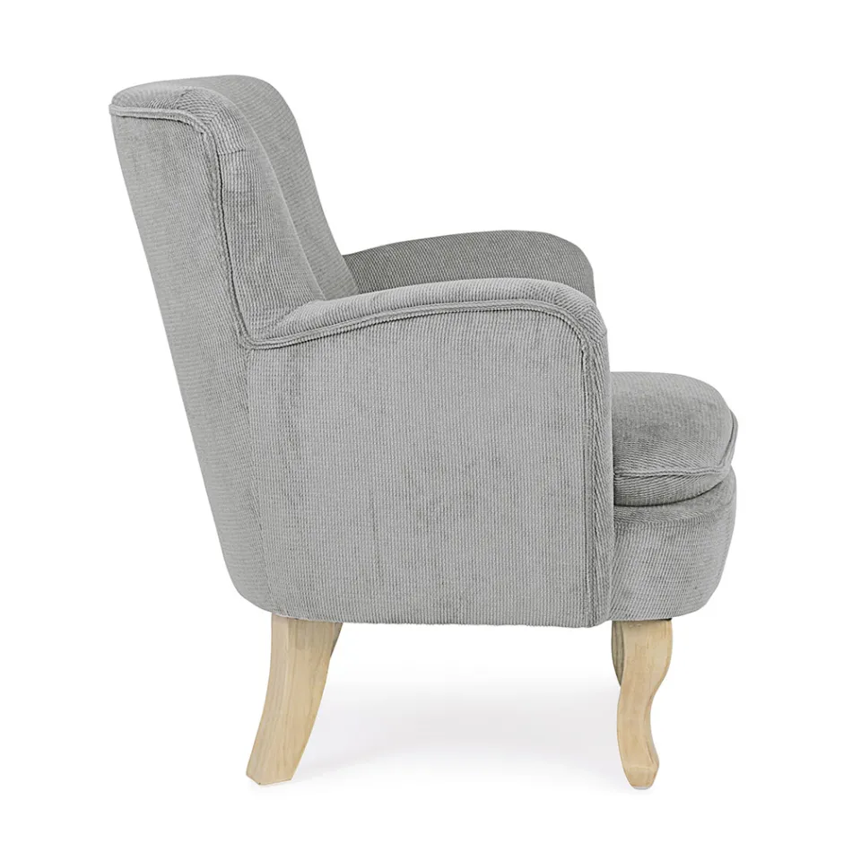 Dennenhouten fauteuil en zitting met fluweeleffect Coste 4 afwerkingen - Molly Viadurini