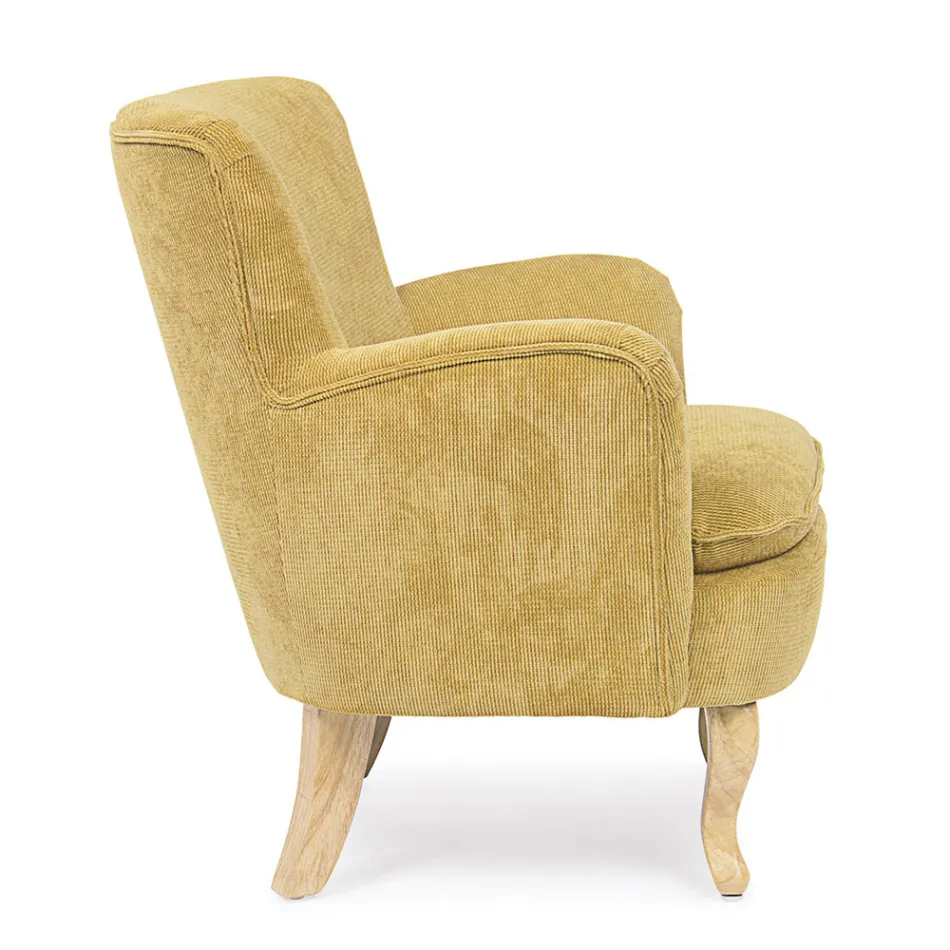 Dennenhouten fauteuil en zitting met fluweeleffect Coste 4 afwerkingen - Molly Viadurini
