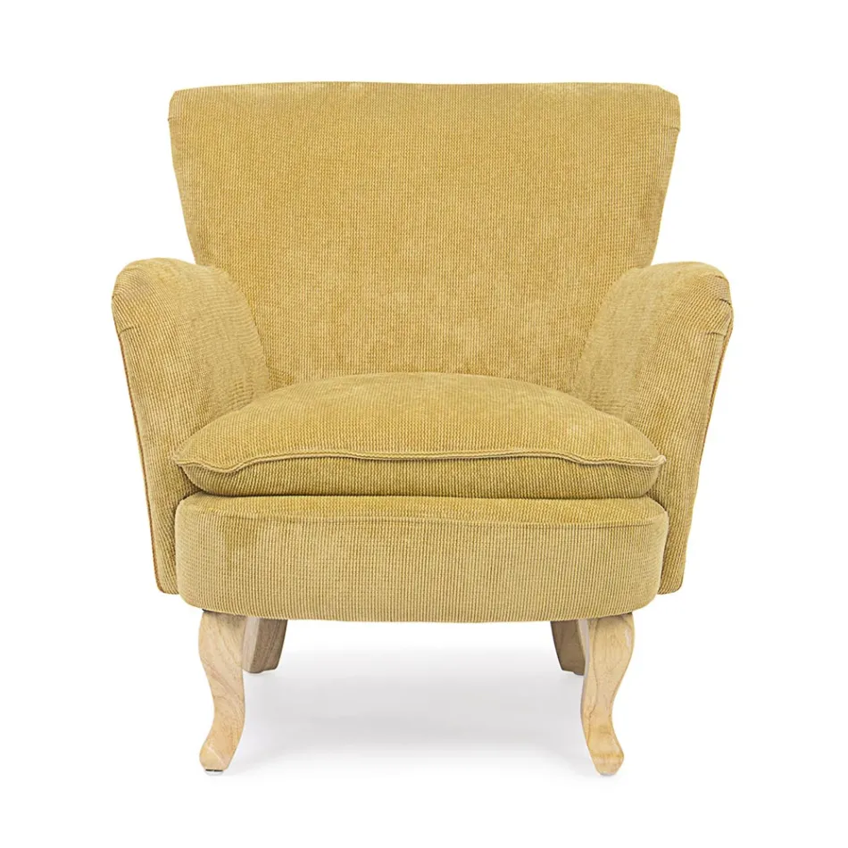 Dennenhouten fauteuil en zitting met fluweeleffect Coste 4 afwerkingen - Molly Viadurini