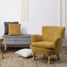 Dennenhouten fauteuil en zitting met fluweeleffect Coste 4 afwerkingen - Molly Viadurini