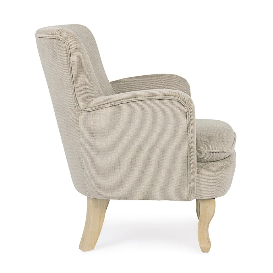 Dennenhouten fauteuil en zitting met fluweeleffect Coste 4 afwerkingen - Molly Viadurini