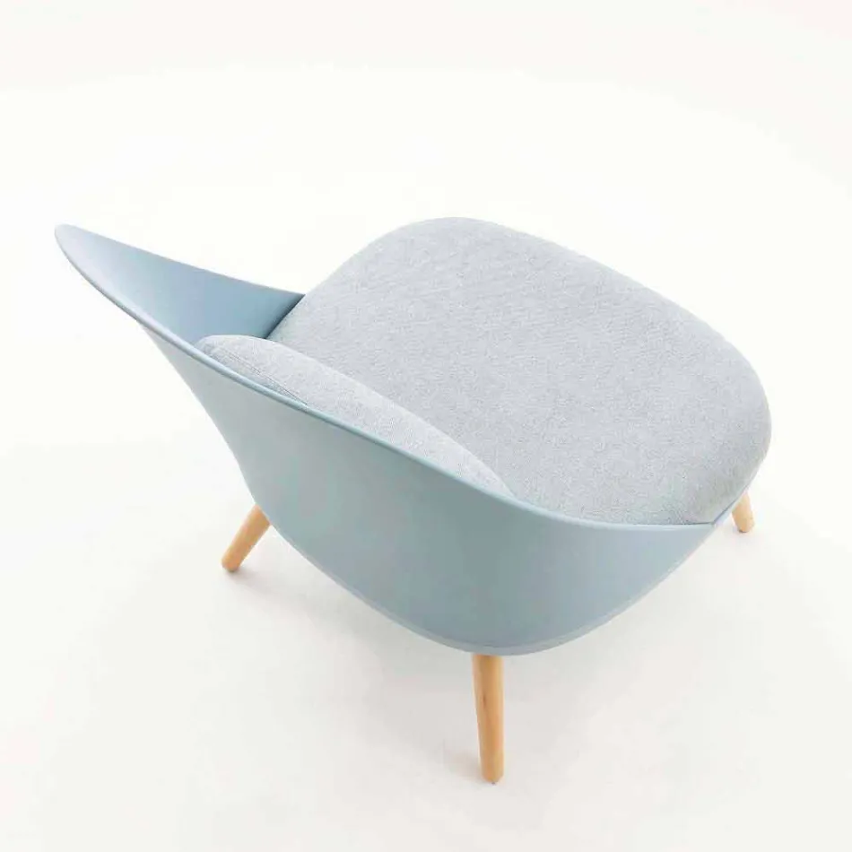 Fauteuil in hout, stof en modern polypropyleen gemaakt in Italië Perugia Viadurini