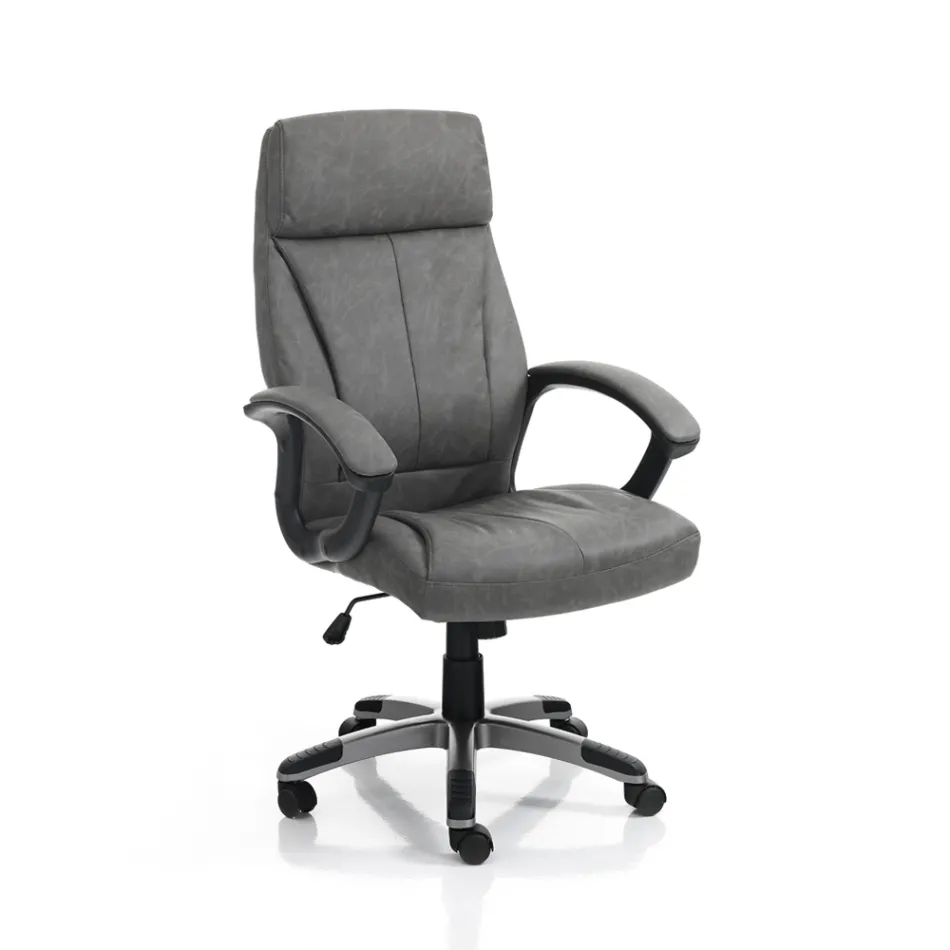 Fauteuil van synthetisch leer met verouderd effect - Rhodium Viadurini