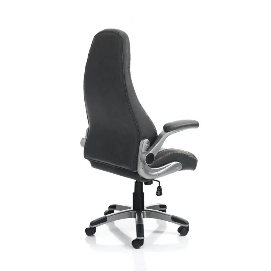 Fauteuil van grijs synthetisch leer met verouderd effect - Renio Viadurini