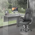Fauteuil van grijs synthetisch leer met verouderd effect - Renio Viadurini