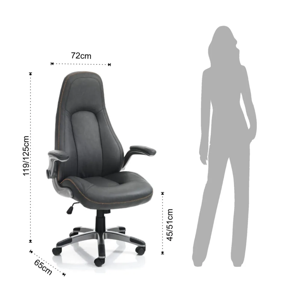 Fauteuil van grijs synthetisch leer met verouderd effect - Renio Viadurini