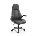 Fauteuil van grijs synthetisch leer met verouderd effect - Renio