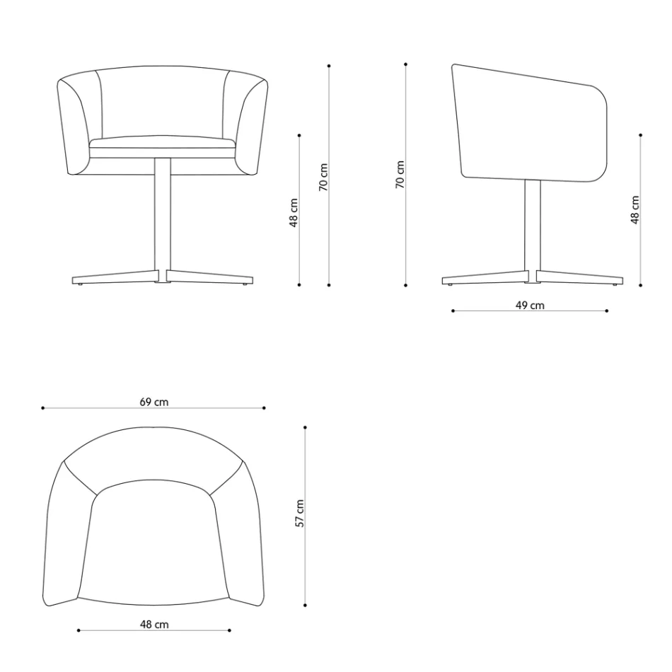 Stoffen fauteuil met luxe metalen draaivoet Made in Italy - Bergen Viadurini