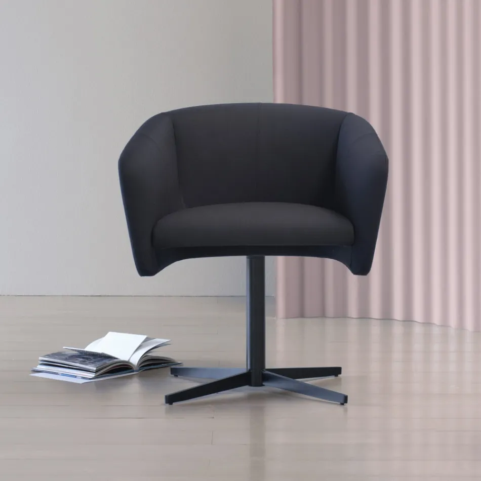 Stoffen fauteuil met luxe metalen draaivoet Made in Italy - Bergen Viadurini