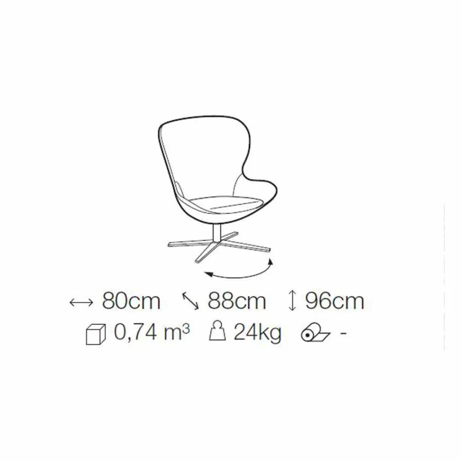 Stoffen fauteuil met draaivoet van edelmetaal Made in Italy - papaja Viadurini