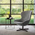Stoffen fauteuil met draaivoet van edelmetaal Made in Italy - papaja Viadurini