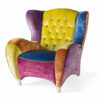 fluwelen leunstoel werkte gewatteerd en geribde rand Schinke Viadurini