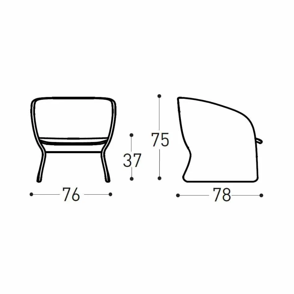 Beklede lounge fauteuil voor buiten, in synthetische vezels - Maat van Varaschin Viadurini