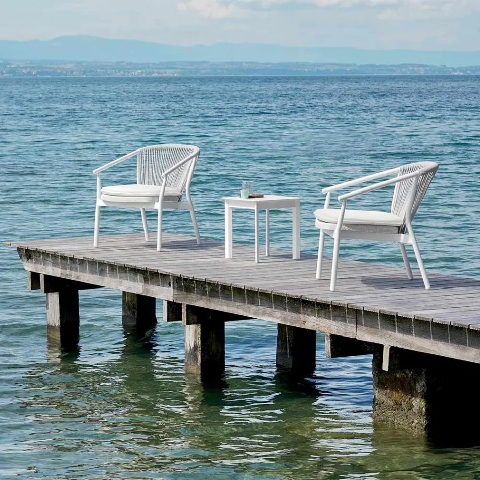 Garden Lounge fauteuil gestoffeerde stof en aluminium - Smart van Varaschin Viadurini