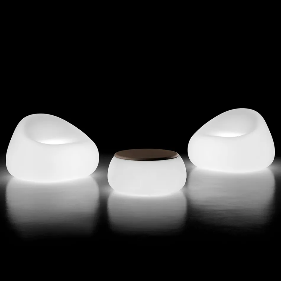 Lichtgevende fauteuil voor buiten met LED-licht in polyethyleen Made in Italy - Ervin Viadurini