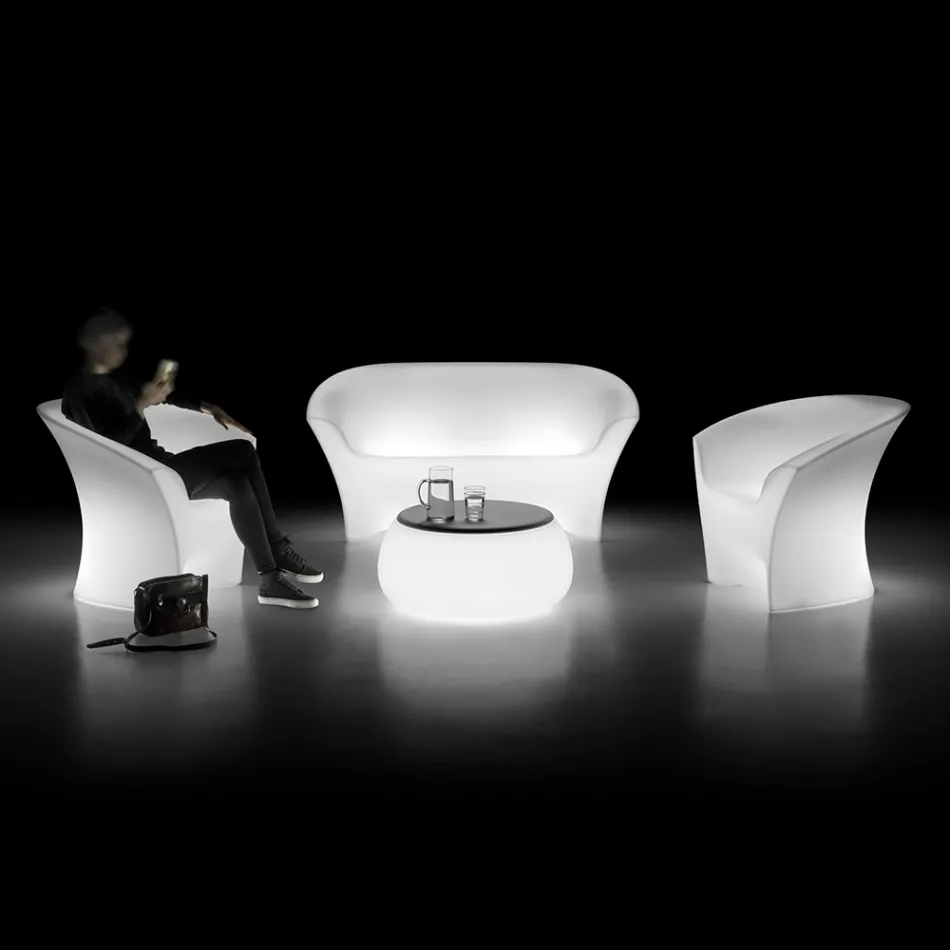 Buitenverlichte fauteuil van polyethyleen met LED-licht Made in Italy - Conda Viadurini