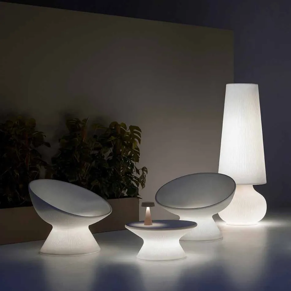 Lichtgevende buitenfauteuil in polyethyleen met LED-licht Made in Italy - Desmond Viadurini