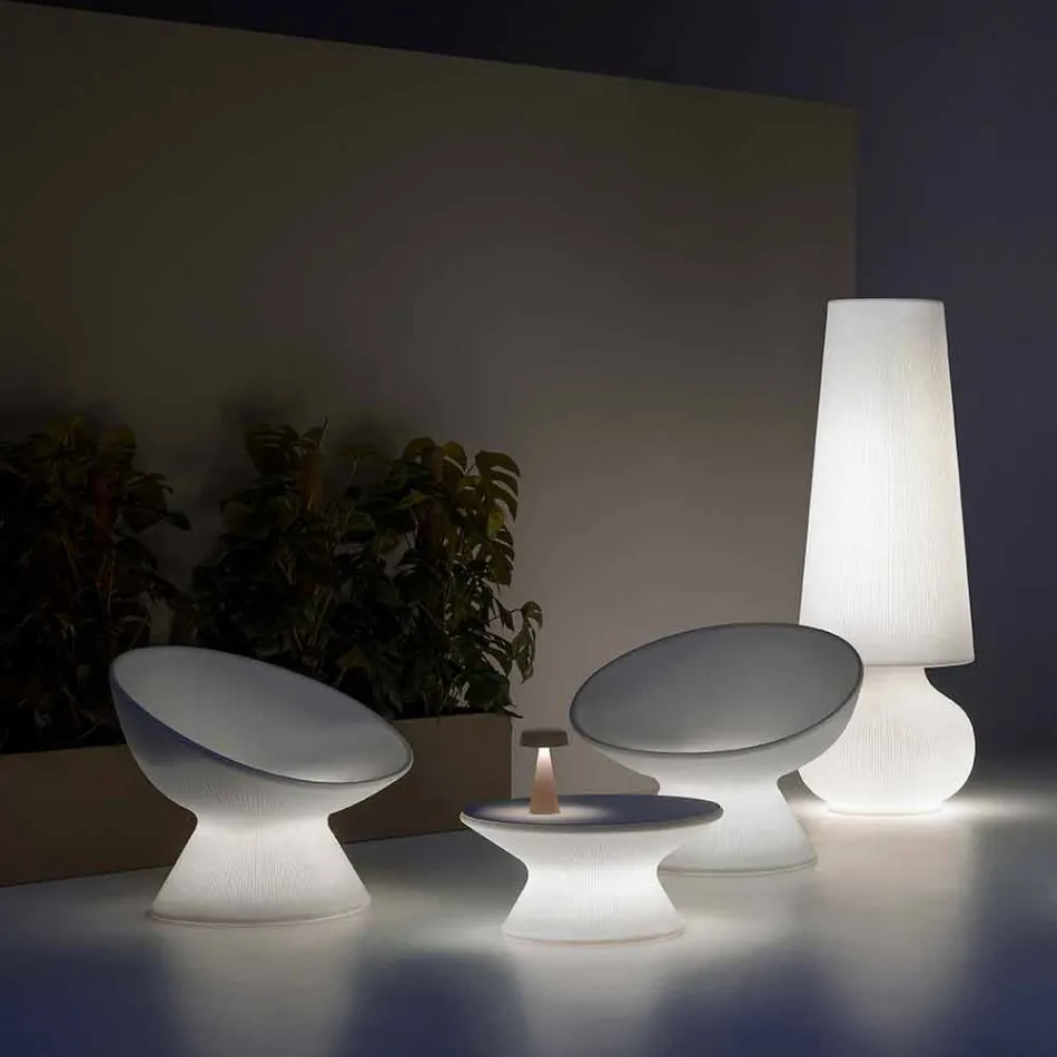 Lichtgevende buitenfauteuil in polyethyleen met LED-licht Made in Italy - Desmond Viadurini