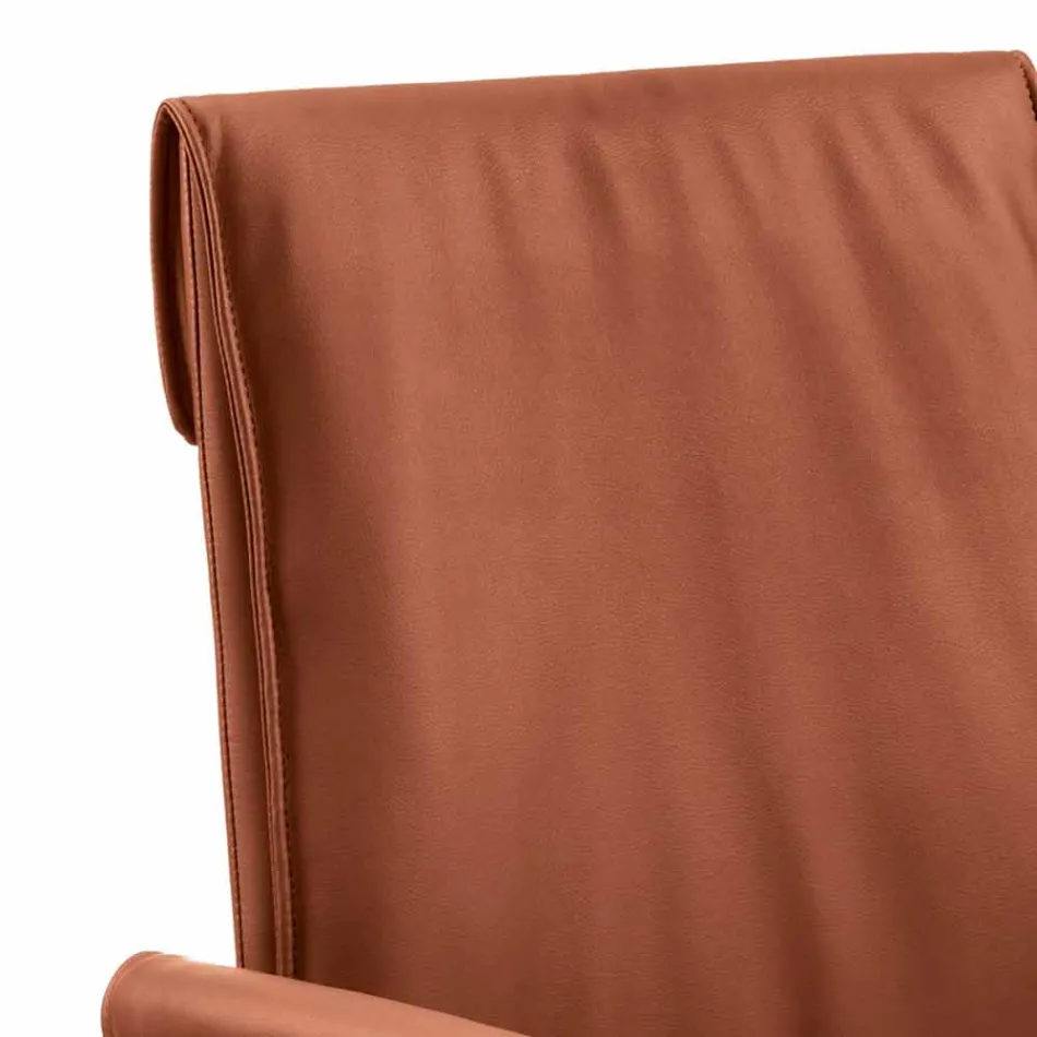 Fauteuil gemaakt in Italië bedekt met Niles leer, modern design Viadurini