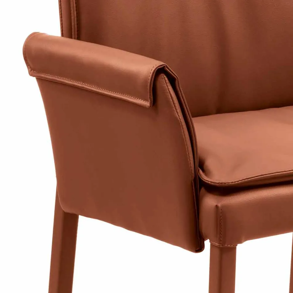 Fauteuil gemaakt in Italië bedekt met Niles leer, modern design Viadurini
