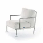 Moderne design fauteuil in staal en zwart of wit PVC voor buiten - Ontario2 Viadurini