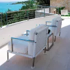 Moderne design fauteuil in staal en zwart of wit PVC voor buiten - Ontario2 Viadurini