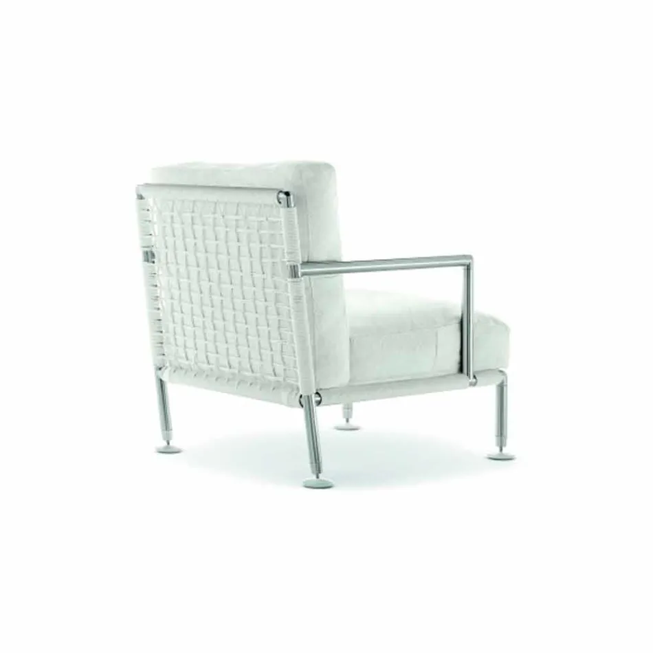 Moderne design fauteuil in staal en zwart of wit PVC voor buiten - Ontario2 Viadurini