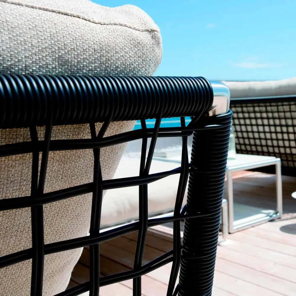 Moderne design fauteuil in staal en zwart of wit PVC voor buiten - Ontario2 Viadurini