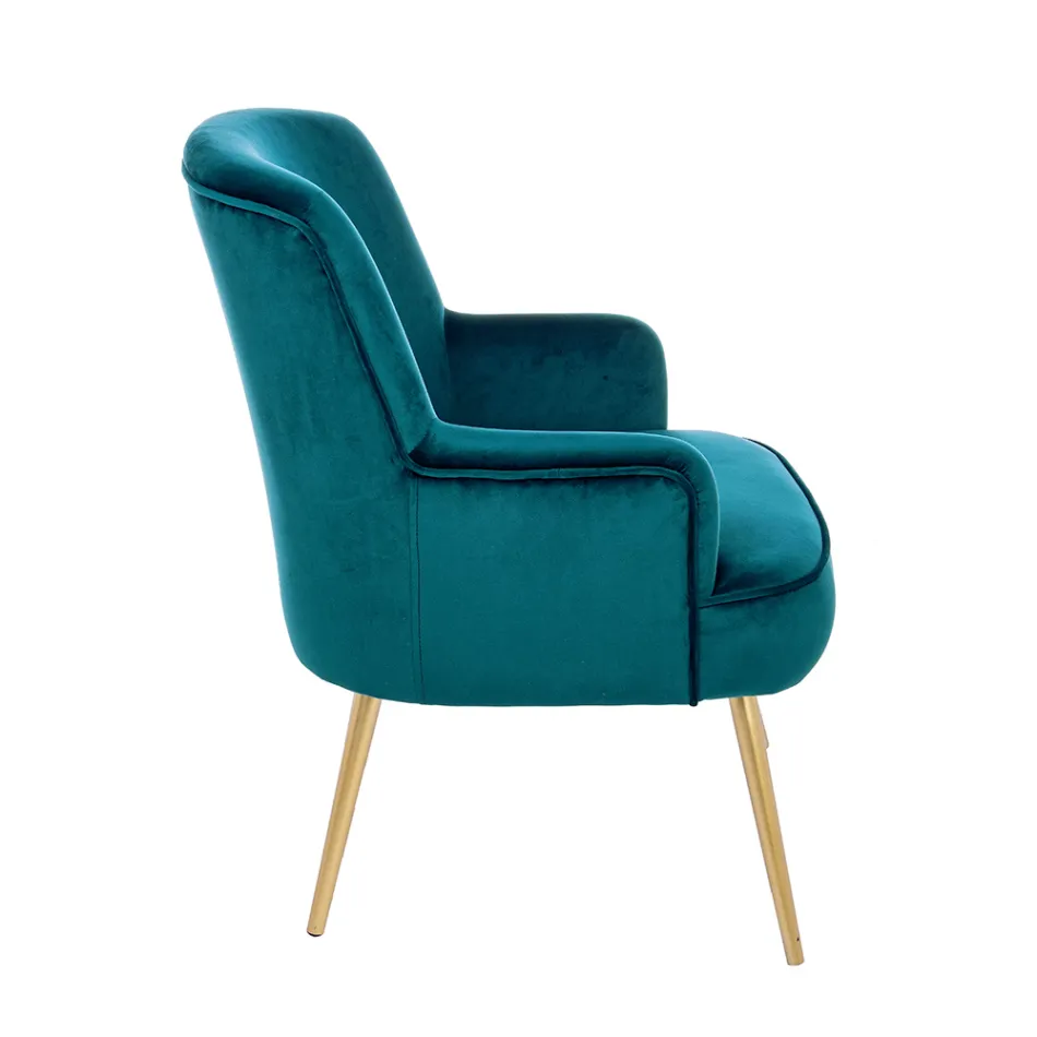 Moderne fauteuil in staal en fluwelen effect zitting 3 afwerkingen - Matty Viadurini