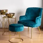 Moderne fauteuil in staal en fluwelen effect zitting 3 afwerkingen - Matty Viadurini