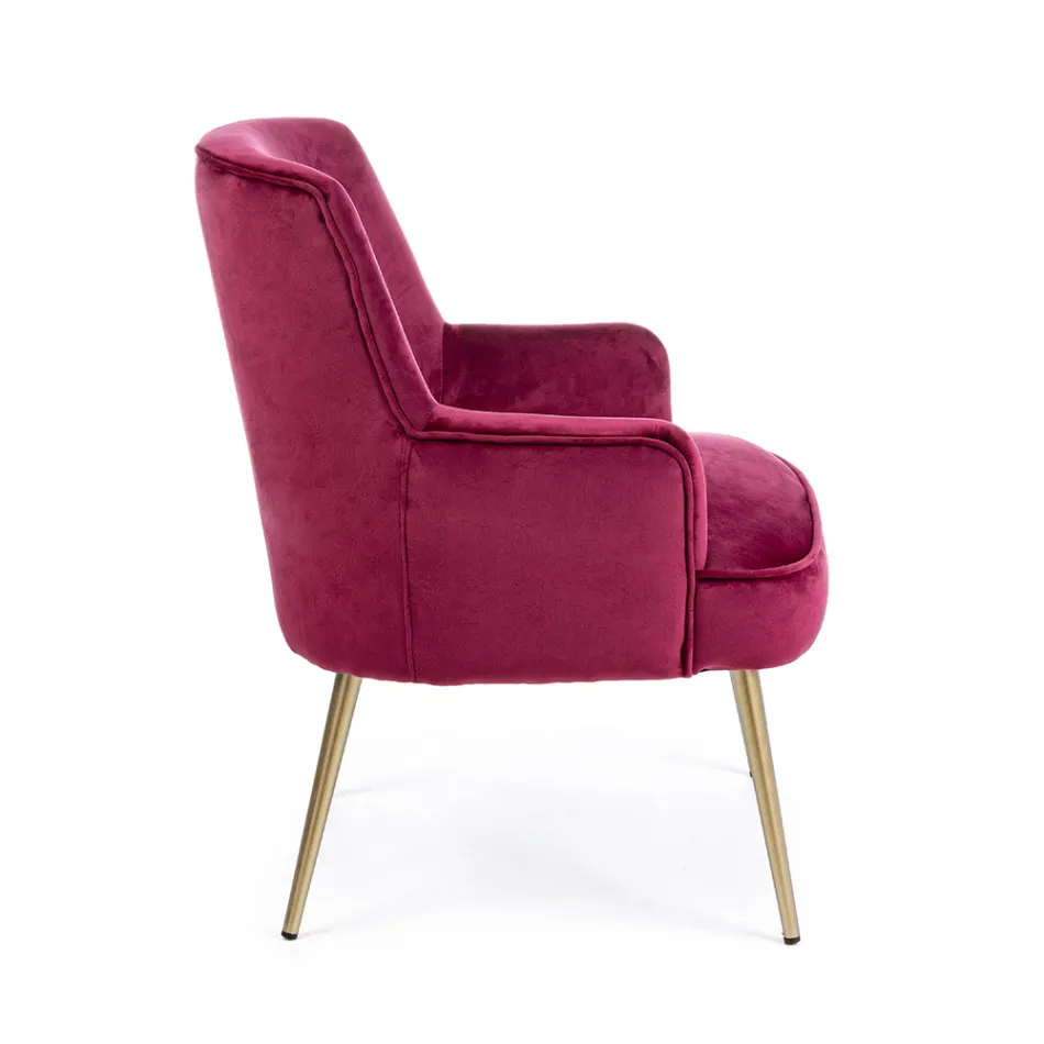 Moderne fauteuil in staal en fluwelen effect zitting 3 afwerkingen - Matty Viadurini