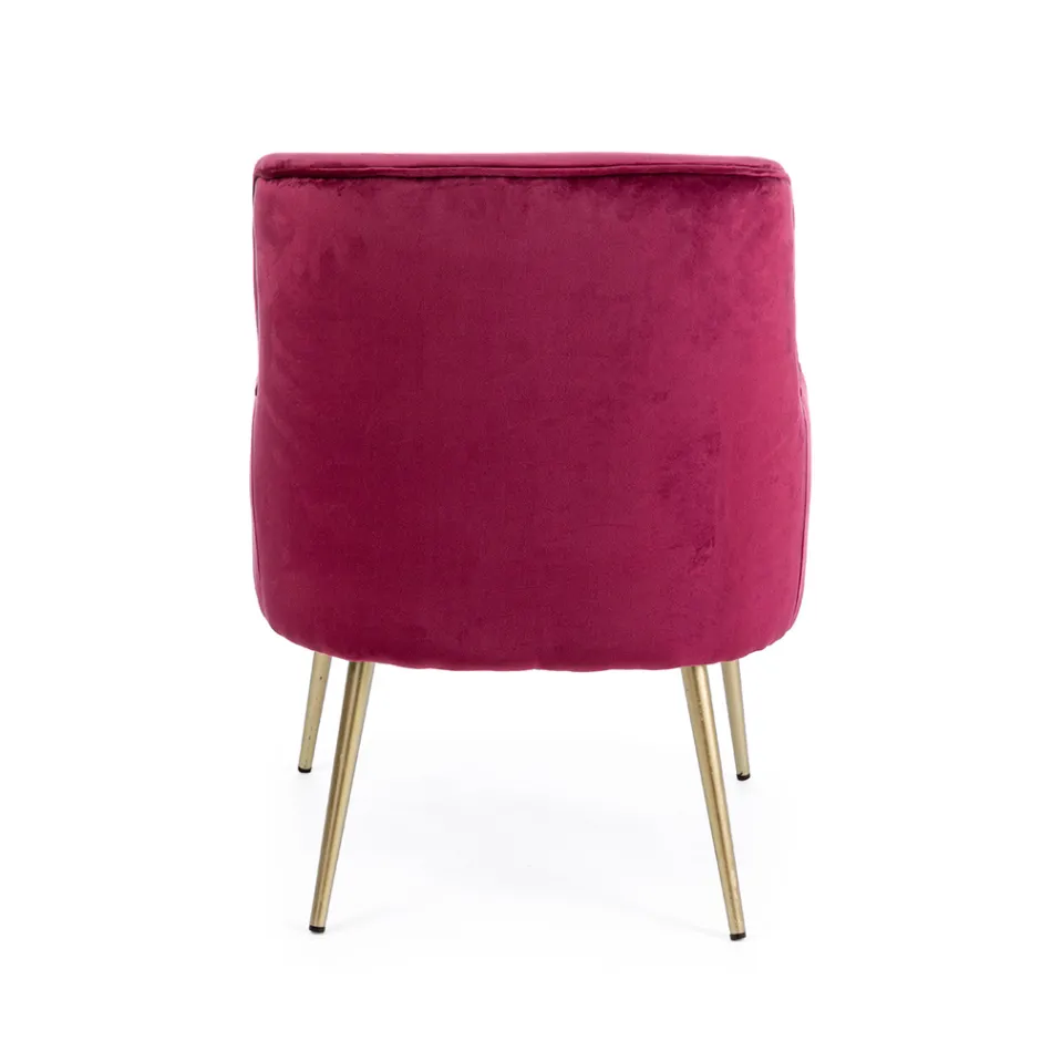 Moderne fauteuil in staal en fluwelen effect zitting 3 afwerkingen - Matty Viadurini