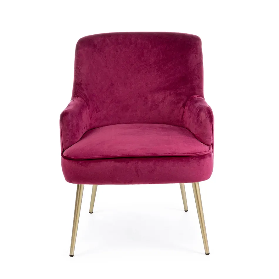Moderne fauteuil in staal en fluwelen effect zitting 3 afwerkingen - Matty Viadurini