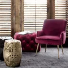 Moderne fauteuil in staal en fluwelen effect zitting 3 afwerkingen - Matty Viadurini