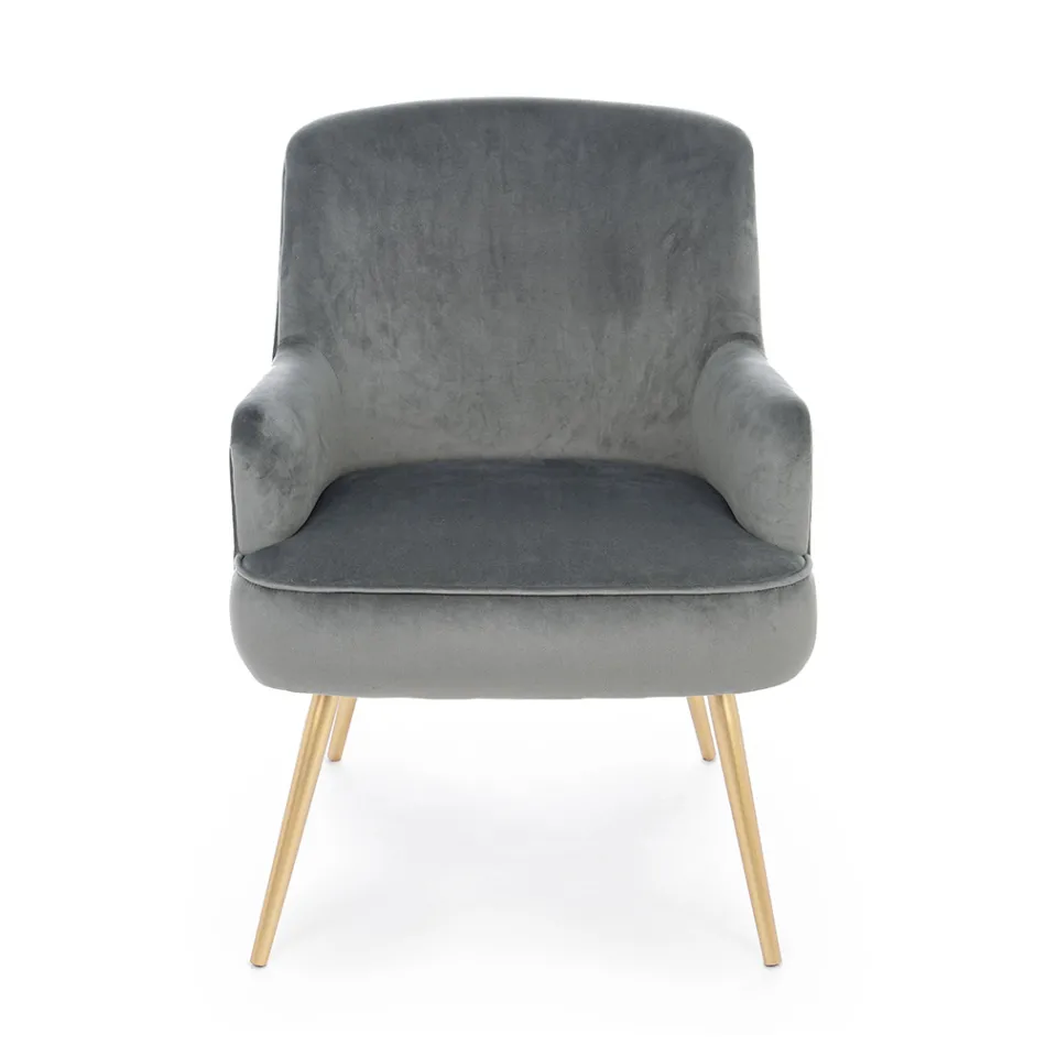 Moderne fauteuil in staal en fluwelen effect zitting 3 afwerkingen - Matty Viadurini