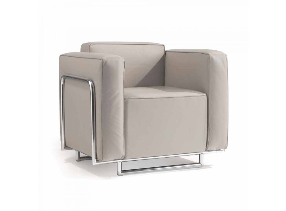 moderne fauteuil in kunstleer en chroom structuur Bugle Viadurini